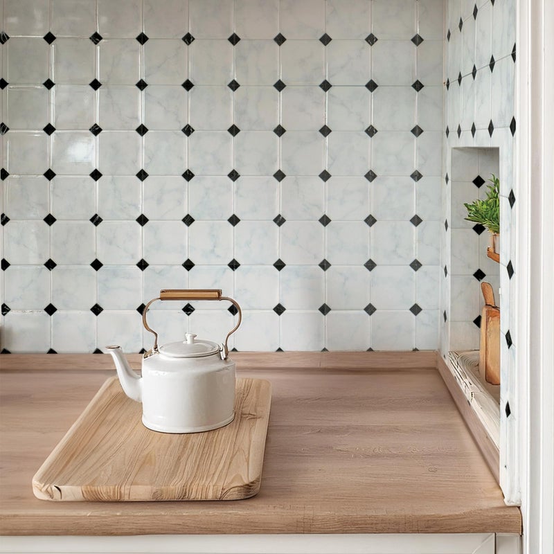 SMART TILES Peel and Stick Backsplash - 5 Sheets of 7,75" x 7,75" - 3D Adhesive Peel and Stick Tile Backsplash for Kitchen, Bathroom, Wall Tile, Checkered - Image 4
