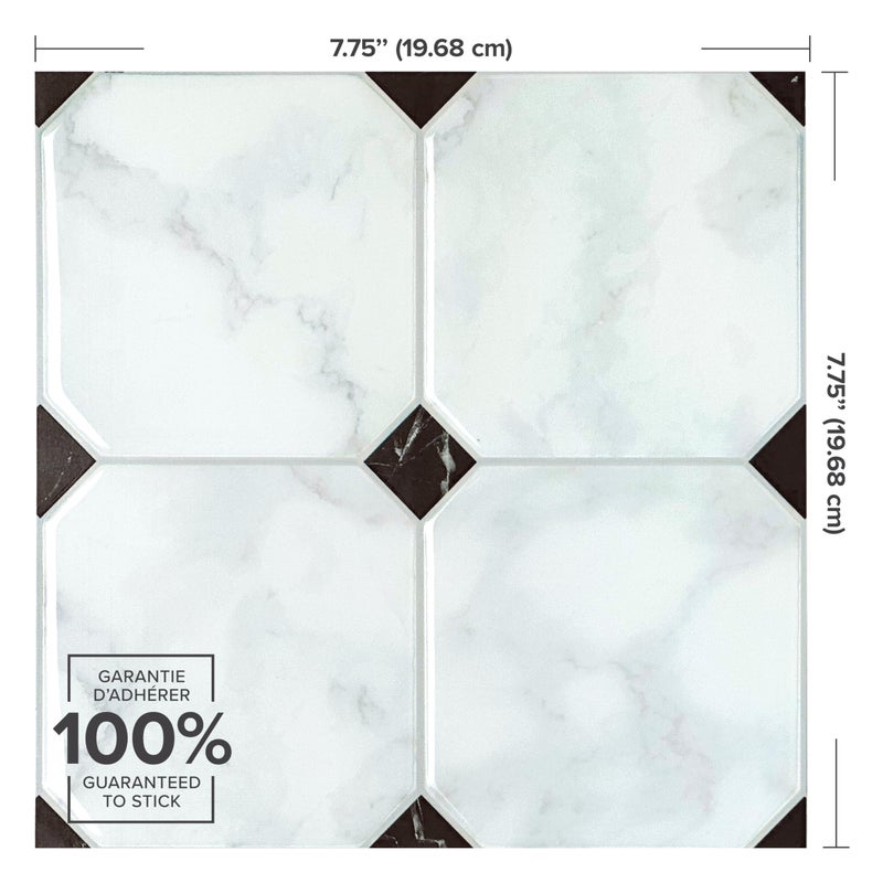 SMART TILES Peel and Stick Backsplash - 5 Sheets of 7,75" x 7,75" - 3D Adhesive Peel and Stick Tile Backsplash for Kitchen, Bathroom, Wall Tile, Checkered - Image 3