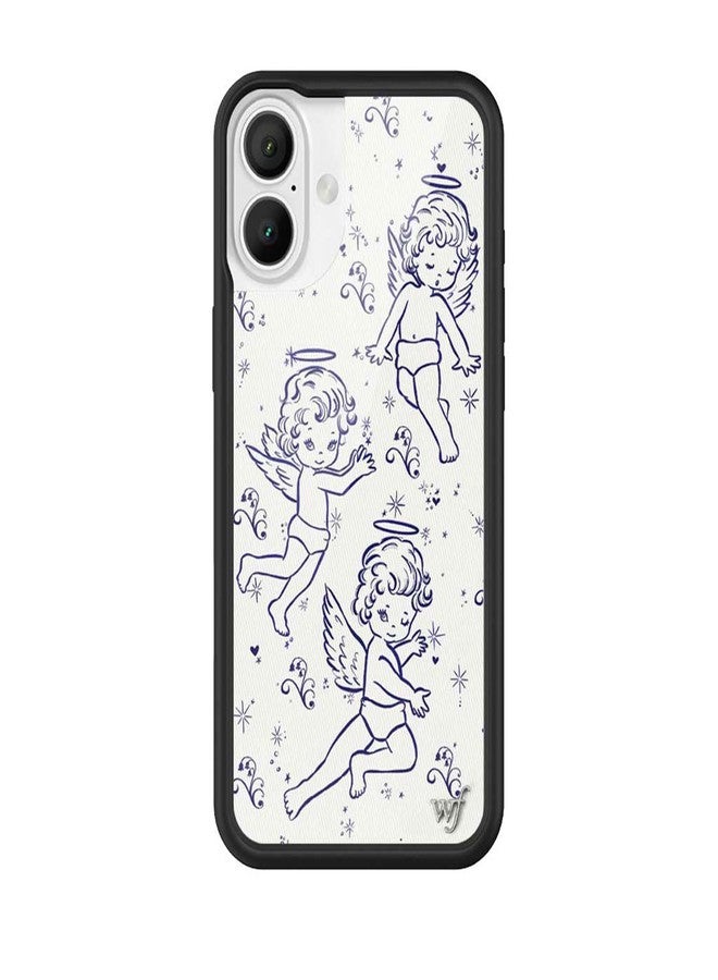 Wildflower Cases - Cherubs, Compatible with Apple iPhone 16 Plus | Baby Angel Blue White Soft Y2K Popular Aesthetic Cute Trend - Protective Black Bumper, 4ft Drop Certified, Women Owned Small Business - Image 1