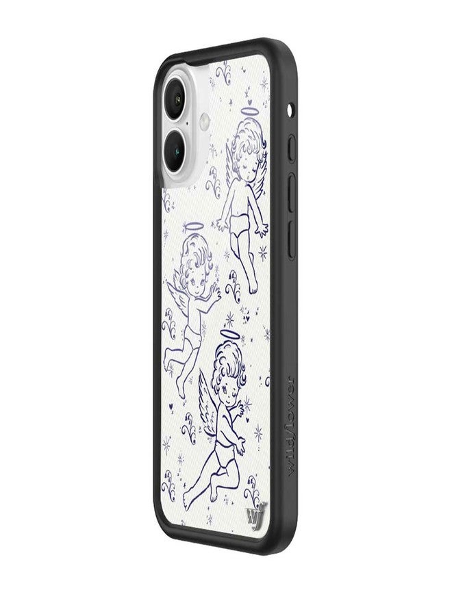 Wildflower Cases - Cherubs, Compatible with Apple iPhone 16 Plus | Baby Angel Blue White Soft Y2K Popular Aesthetic Cute Trend - Protective Black Bumper, 4ft Drop Certified, Women Owned Small Business - Image 2
