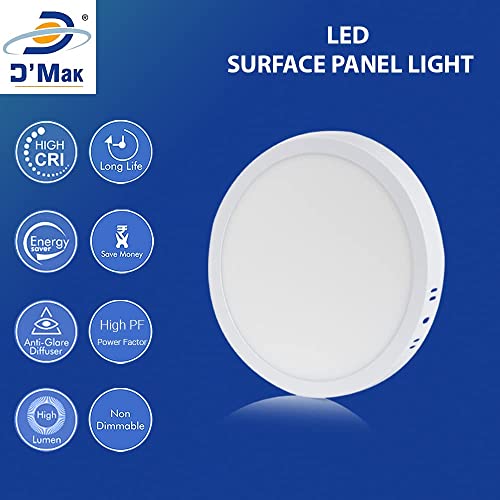 D'Mak Round LED Surface Panel Light - Cool White, Energy-efficient Light (15 Watt, Pack of 10) - Image 5