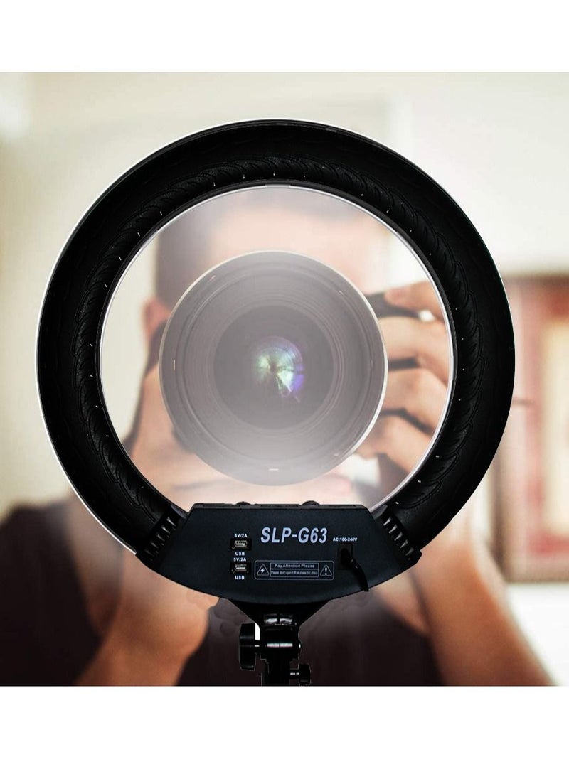 DBLEW - 22-Inch Professional Dimmable Circle LED Studio Selfie Ring Light with 2.1 Meter Tripod Stand and Remote YouTube Video Shoot Compatible for iPhone and Android - Image 1