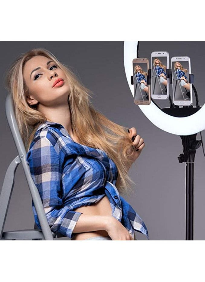 DBLEW - 22-Inch Professional Dimmable Circle LED Studio Selfie Ring Light with 2.1 Meter Tripod Stand and Remote YouTube Video Shoot Compatible for iPhone and Android - Image 1