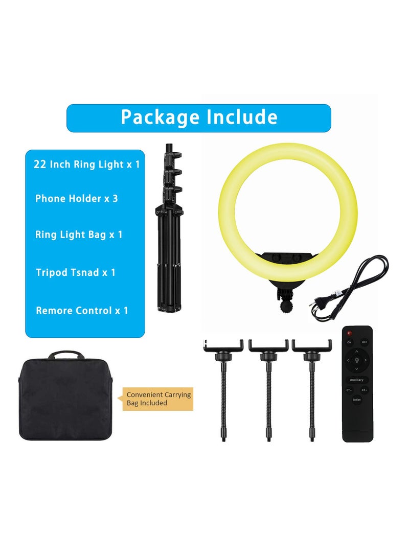 DBLEW - 22-Inch Professional Dimmable Circle LED Studio Selfie Ring Light with 2.1 Meter Tripod Stand and Remote YouTube Video Shoot Compatible for iPhone and Android - Image 1