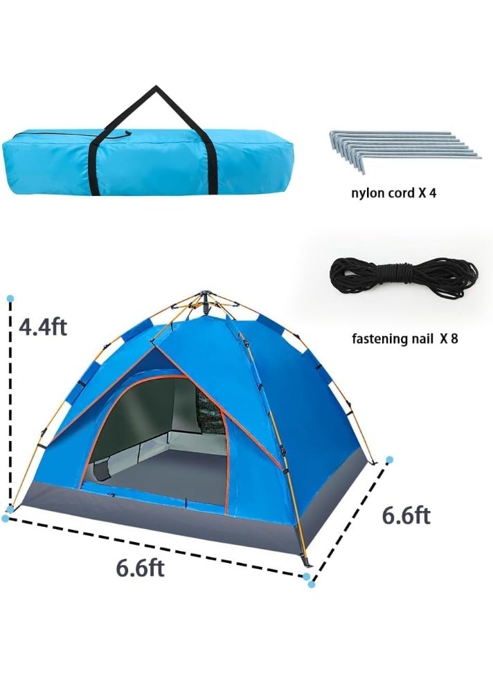 راكسوم خيمة تخييم، خيمة قابلة للطي ومقاومة للماء تتسع لـ 4-5 أشخاص، قابلة للفتح تلقائيًا بألوان متنوعة، تركيب سريع مع باب، حماية من الشمس والمطر، خفيفة الوزن وقابلة للحمل للمشي لمسافات طويلة والشاطئ وحمل حقائب الظهر والسفر (أزرق سماوي) - Image 5