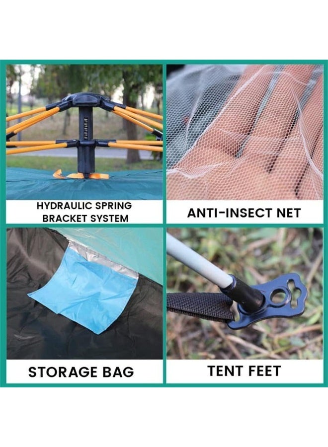 راكسوم خيمة تخييم، خيمة قابلة للطي ومقاومة للماء تتسع لـ 4-5 أشخاص، قابلة للفتح تلقائيًا بألوان متنوعة، تركيب سريع مع باب، حماية من الشمس والمطر، خفيفة الوزن وقابلة للحمل للمشي لمسافات طويلة والشاطئ وحمل حقائب الظهر والسفر (أزرق سماوي) - Image 4