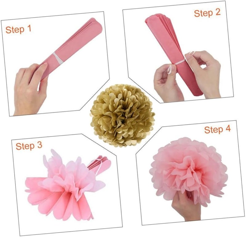 20 Pcs Colorful Tissue Paper Flower Balls Easy Assemble Wedding Birthday Party Decorations - Image 5