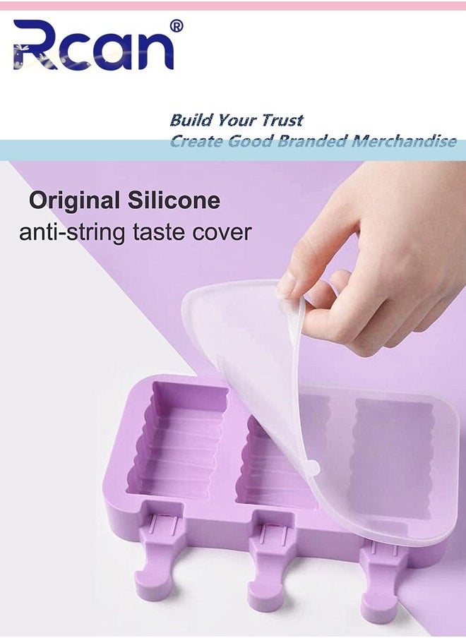 Rcan - 3 Set Silicone Popsicle Molds, Ice Pop Maker Molds with Lids and Sticks for Kids DIY Homemade Ice Cream, Cakesicles - Image 1