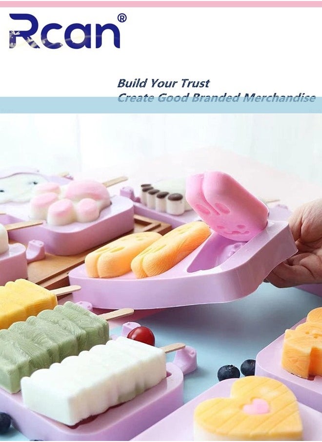 Rcan - 3 Set Silicone Popsicle Molds, Ice Pop Maker Molds with Lids and Sticks for Kids DIY Homemade Ice Cream, Cakesicles - Image 1
