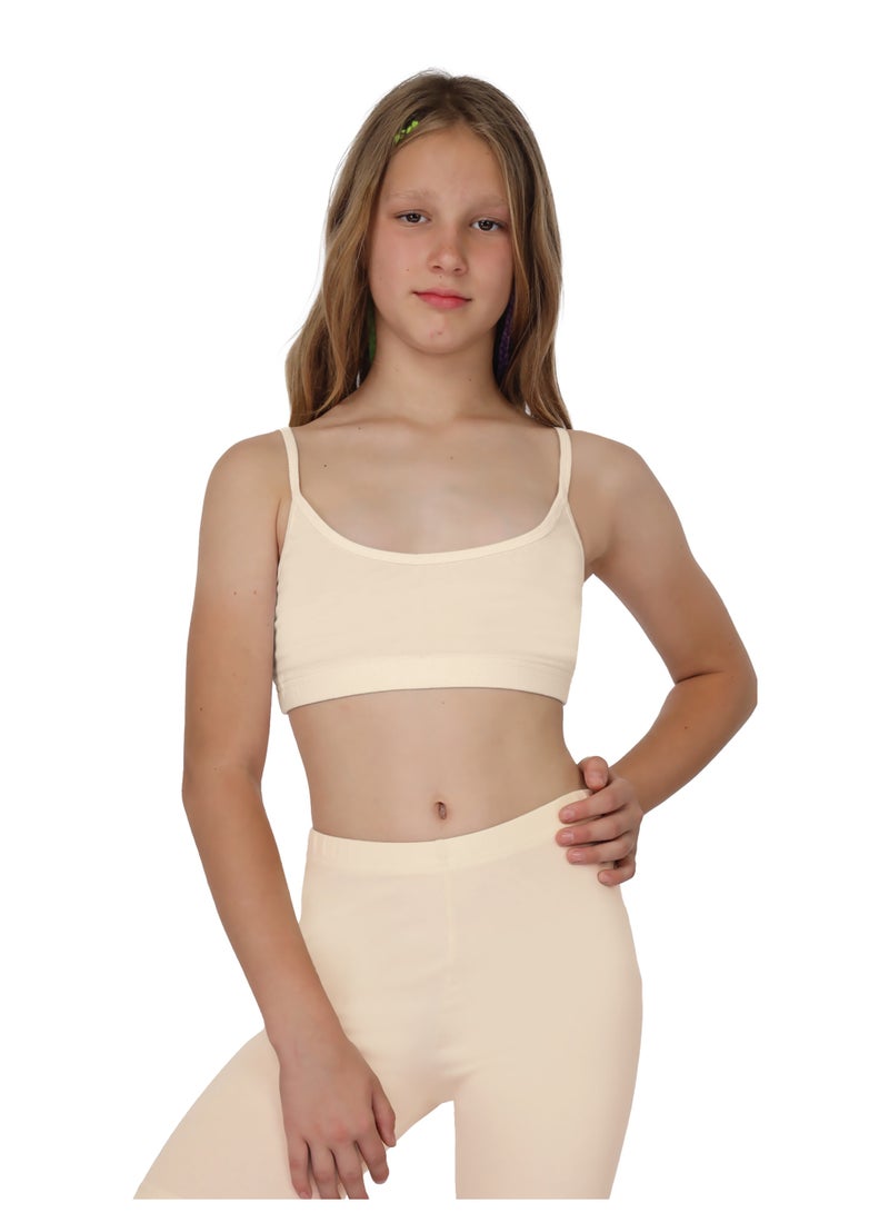 جولد كراون برا حمالة رفيعه قطن للبنات - بيج - Image 1