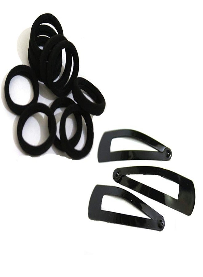 Kalaneet Combo of 30pcs Hair Rubber Band Black and 30pcs Tik Tak Clips Black - Image 1