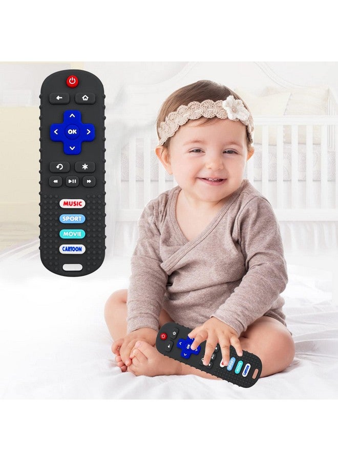 SOLIFEGOBLE لعبة عضاضة تحكم عن بُعد للأطفال 2-pack للأطفال من 6-36 شهرًا، ألعاب عضاضة سيليكون للأطفال الأولاد والبنات (أسود + رمادي) - Image 5