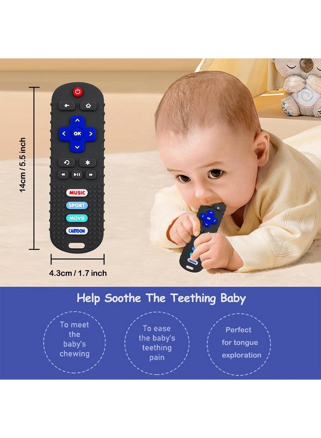 SOLIFEGOBLE لعبة عضاضة تحكم عن بُعد للأطفال 2-pack للأطفال من 6-36 شهرًا، ألعاب عضاضة سيليكون للأطفال الأولاد والبنات (أسود + رمادي) - Image 3