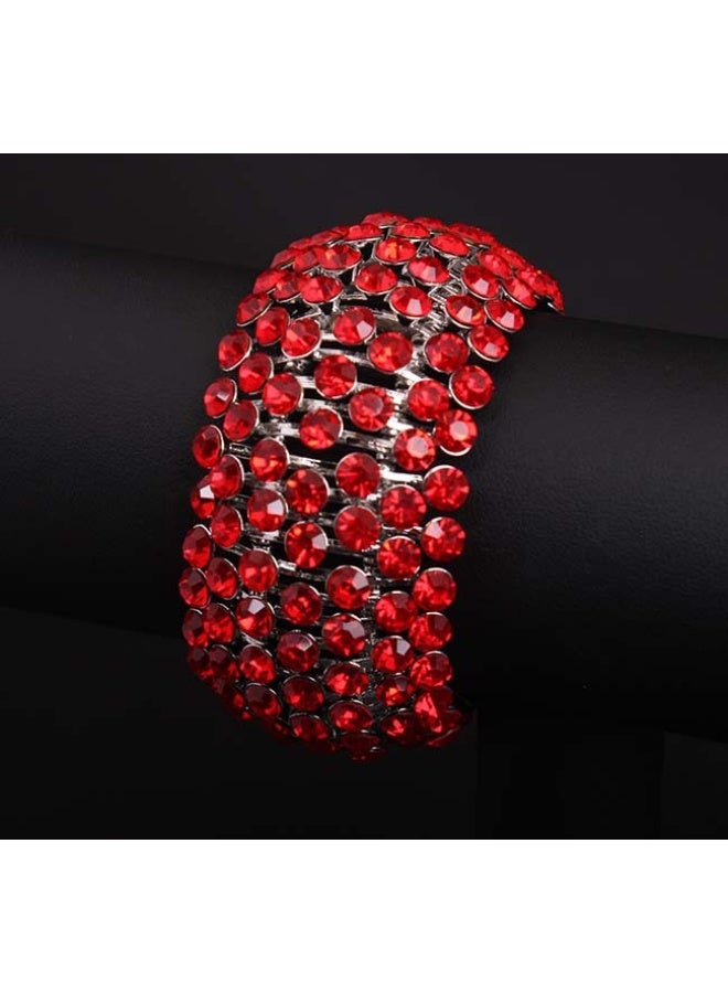 NIBEMINENT Ultra-Flash Full Rhinestone Metal Elastic Wide Bracelet