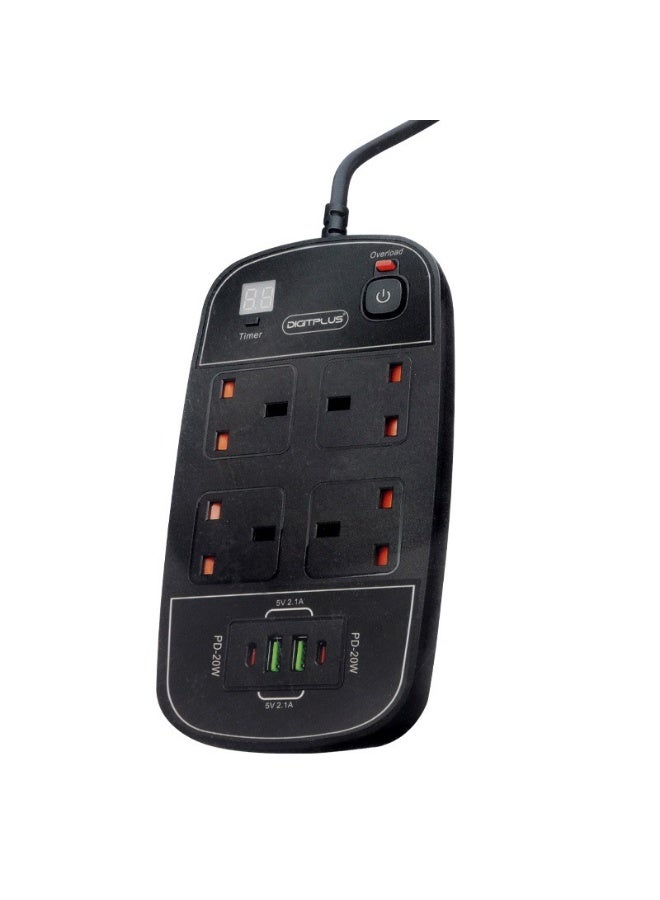 DIGITPLUS Anti-Static Power Socket 5M – 3250W Extension Cord with USB Ports & PD 20W Fast Charging - Image 1