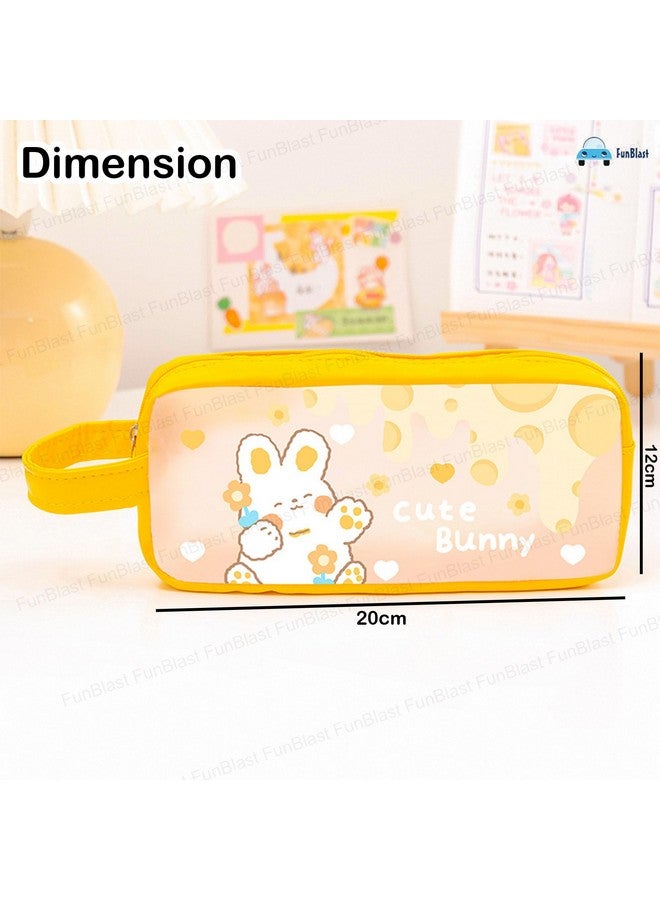 فنبلاست حقيبة أقلام رصاص FunBlast اللطيفة من مادة PVC - حقيبة أقلام رصاص شفافة مزودة بسحاب للإغلاق، حقيبة أدوات مكياج محمولة، حقيبة قرطاسية لطيفة للطلاب والفتيات والبالغين والمكاتب (أصفر) - Image 2