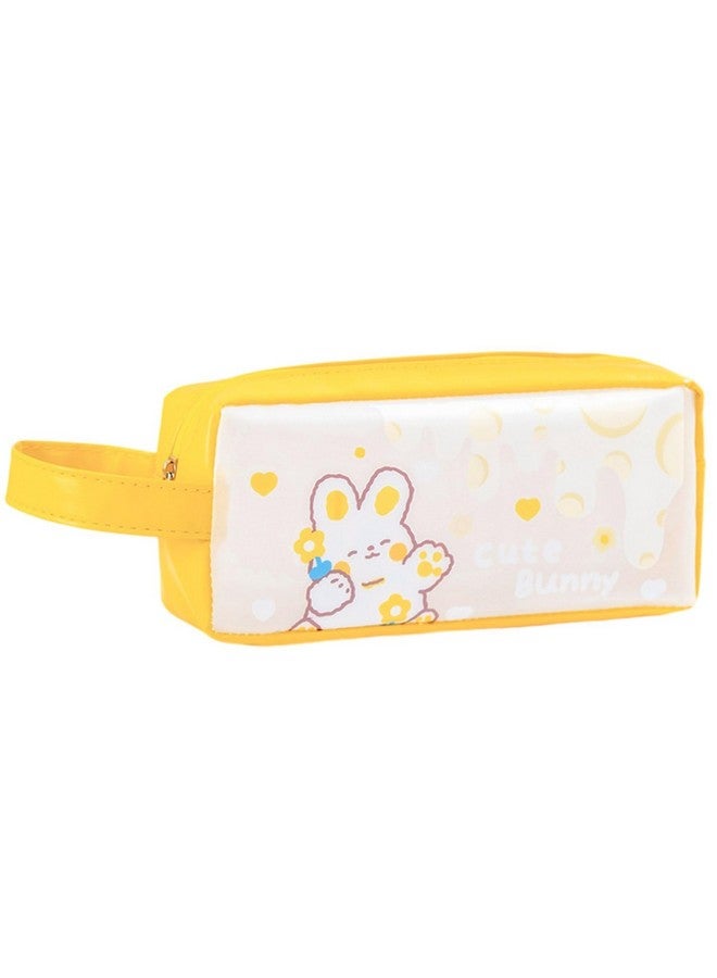 فنبلاست حقيبة أقلام رصاص FunBlast اللطيفة من مادة PVC - حقيبة أقلام رصاص شفافة مزودة بسحاب للإغلاق، حقيبة أدوات مكياج محمولة، حقيبة قرطاسية لطيفة للطلاب والفتيات والبالغين والمكاتب (أصفر) - Image 1