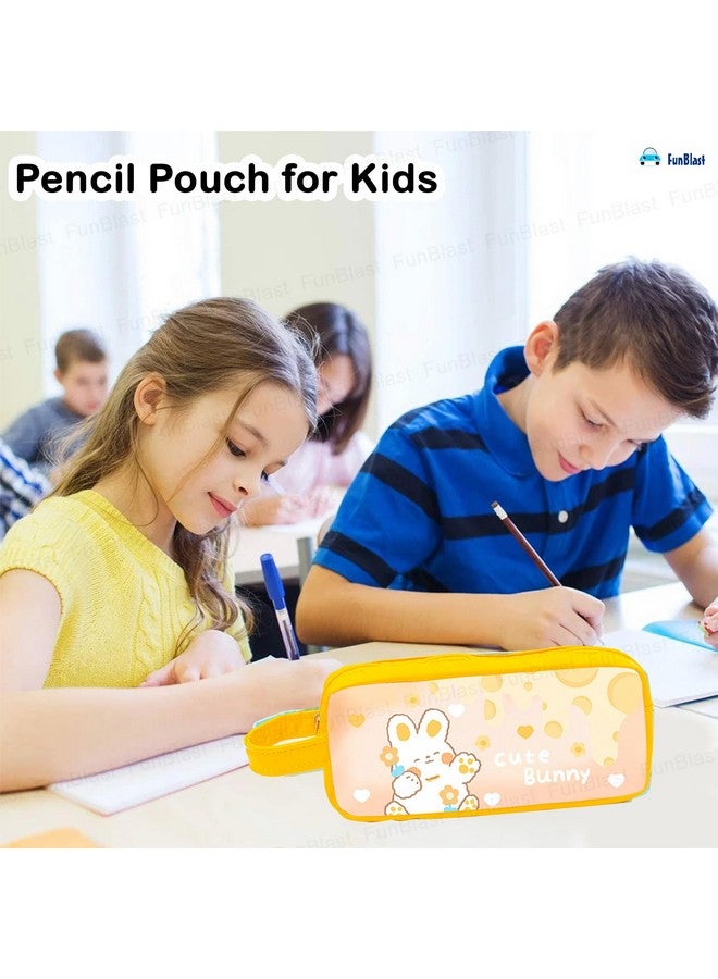 فنبلاست حقيبة أقلام رصاص FunBlast اللطيفة من مادة PVC - حقيبة أقلام رصاص شفافة مزودة بسحاب للإغلاق، حقيبة أدوات مكياج محمولة، حقيبة قرطاسية لطيفة للطلاب والفتيات والبالغين والمكاتب (أصفر) - Image 5