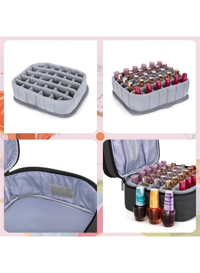 LUXJA Nail Polish Carrying Case - Holds 30 Bottles (15ml - 0.5 fl.oz), Double-layer Organizer for Nail Polish and Manicure Set, Black (Bag Only) - Image 3