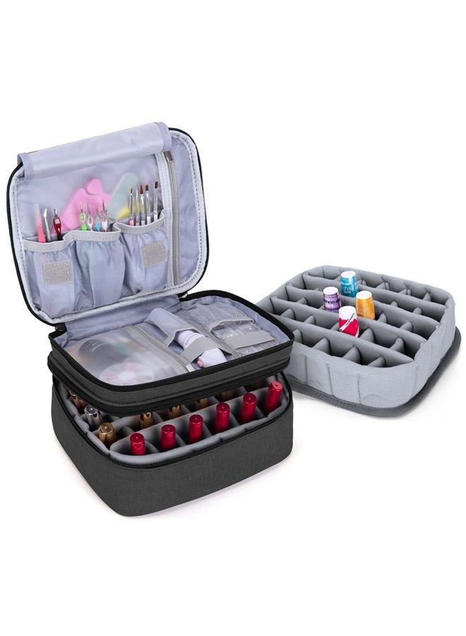 LUXJA Nail Polish Carrying Case - Holds 30 Bottles (15ml - 0.5 fl.oz), Double-layer Organizer for Nail Polish and Manicure Set, Black (Bag Only) - Image 1