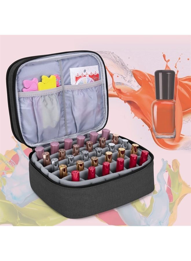 LUXJA Nail Polish Carrying Case - Holds 30 Bottles (15ml - 0.5 fl.oz), Double-layer Organizer for Nail Polish and Manicure Set, Black (Bag Only) - Image 2