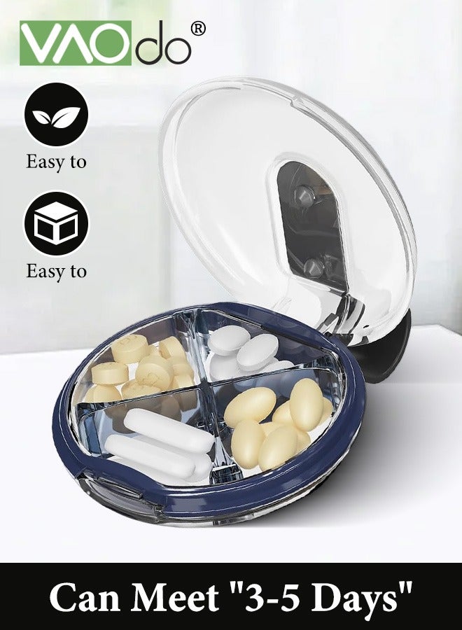 VAOdo Pill Organizer Box BPA Free with 4 Large Compartmensts Camping Pill Box Case Portable and Moistureproof to Store Vitamins Medication and Supplements Black - Image 4