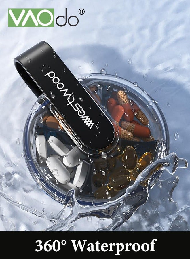 VAOdo Pill Organizer Box BPA Free with 4 Large Compartmensts Camping Pill Box Case Portable and Moistureproof to Store Vitamins Medication and Supplements Black - Image 2