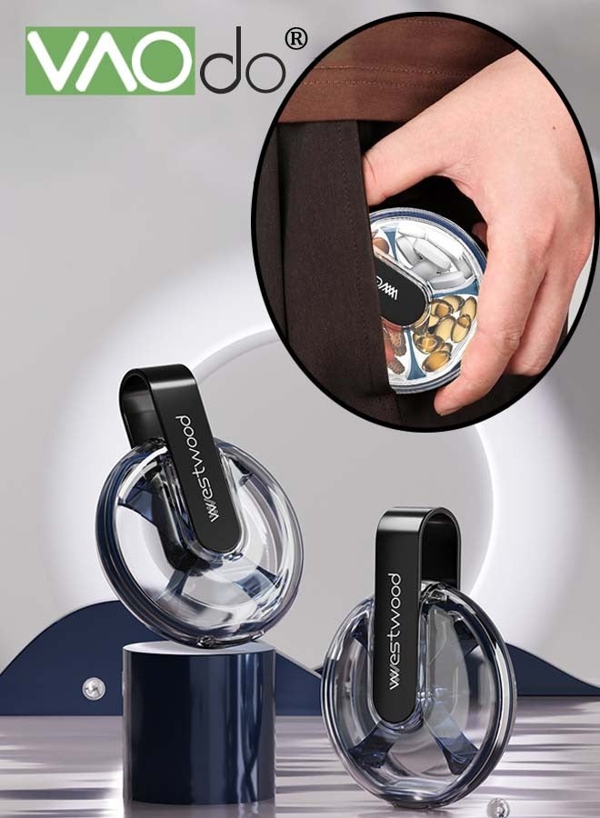 VAOdo Pill Organizer Box BPA Free with 4 Large Compartmensts Camping Pill Box Case Portable and Moistureproof to Store Vitamins Medication and Supplements Black - Image 1