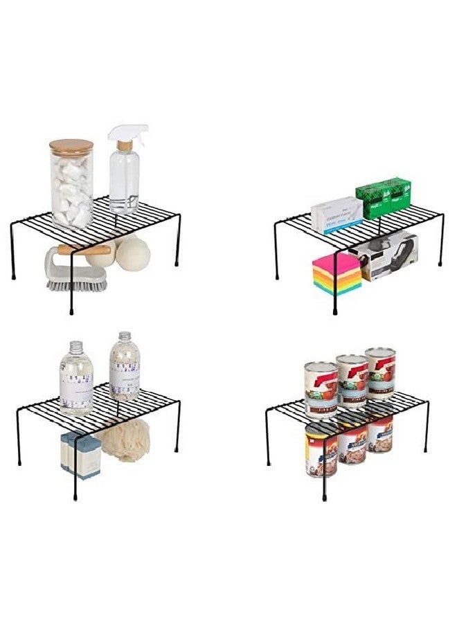 CR18 COLLECTION Black Stainless Steel Multipurpose Floor Mount, Tiered Shelf Dish Rack,Storage Shelves For Kitchen Cabinets,Plate Stand,Utensil Rack (Black Pack Of 4) - Image 1