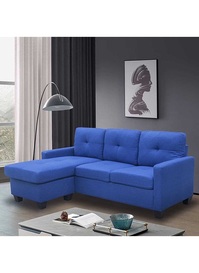DANUBE HOME Cuddler 3 Seater Reversible Fabric Corner Sofa Modern Design Three Seat Sofas Comfortable Living Room Furniture L 196x132x87 Cm Blue  - Image 3