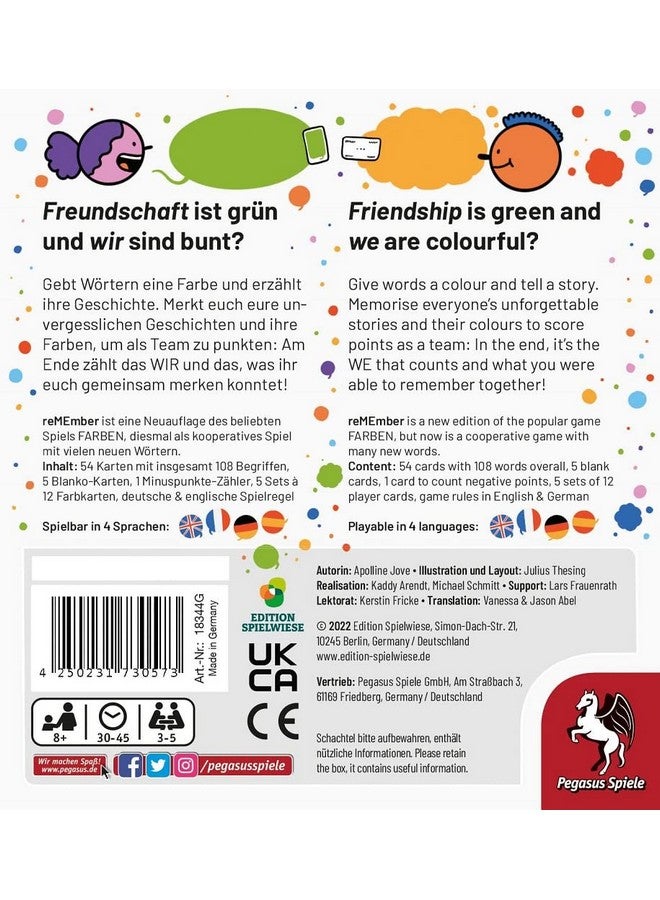 Pegasus Spiele Remember - Card Game 3-5 Players - Card Games for Family - 10-30 Minutes of Gameplay - Games for Family Game Night - Card Games for Kids and Adults Ages 8+ - English Version - Image 5