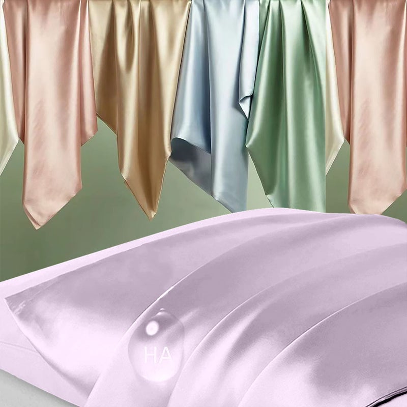 DKBslik Silk Pillowcase 2 Pack  Mulberry Silk Pillow Cases Queen Size Set of 2  Anti Acne Silk Pillowcase for Hair and Skin  Natural Silk Satin Pillowcases Gifts for Women Men 2 Pack with Zipper  Lavender - Image 2