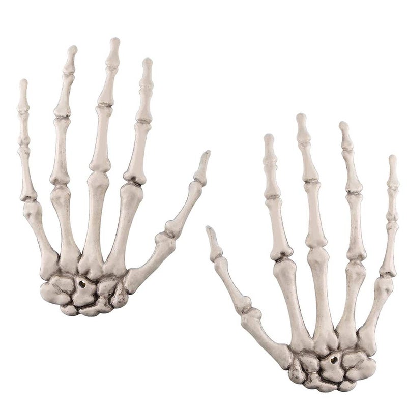 Medou 2 Pack Halloween Skeleton Hands Realistic Life Size Severed Plastic Skeleton Hands for Halloween Themed Party Decoration PropsRight  Left
