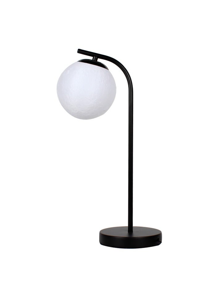 Modern Bedside Table Lamp, White Glass Ball Table Lamp, Moon Shaped Table Lamp Reading Lamp, Suitable for Bedroom Office Hotel (Black) - Image 3