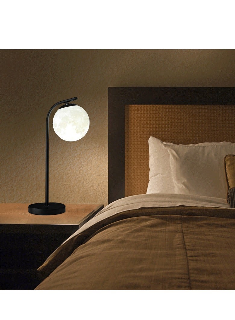 Modern Bedside Table Lamp, White Glass Ball Table Lamp, Moon Shaped Table Lamp Reading Lamp, Suitable for Bedroom Office Hotel (Black) - Image 5