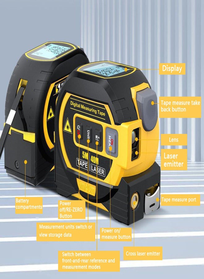 Generic 3in1 Rangefinder 5m Tape Measure Ruler LCD Display with Backlight Distance Meter Building Measurement Device Area Volumes Surveying Equipment  - Image 3