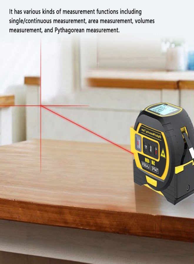 Generic 3in1 Rangefinder 5m Tape Measure Ruler LCD Display with Backlight Distance Meter Building Measurement Device Area Volumes Surveying Equipment  - Image 2