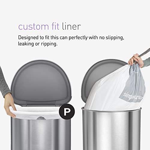 simplehuman Code P 60 Count, Dispenser Pack Custom Fit Liners, Drawstring Trash Bags, 50-60 Liter / 13-16 Gallon, White - Image 4