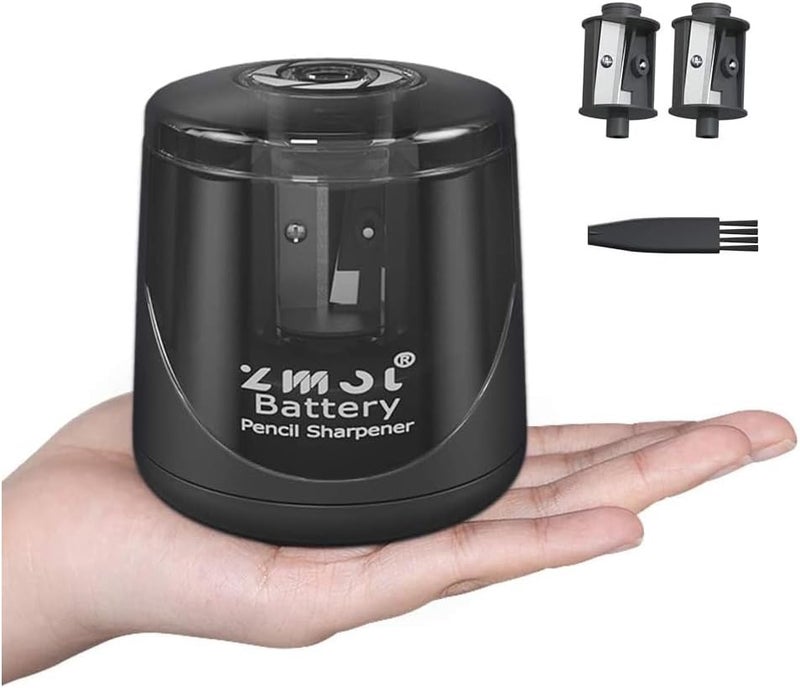 Zmol Battery Powered Electric Pencil Sharpener,Small Battery Operated Colored Pencil Sharpeners Portable for Kids,Fast Sharpen, Suitable for No.2/Colored (6-8mm), School/Classroom/Office/Home Black - Image 1
