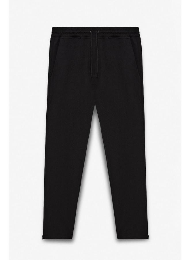 GRIMELANGE LAMARE Men's waist-elastic, side-pocket, regular fit black sweatpants. - Image 1