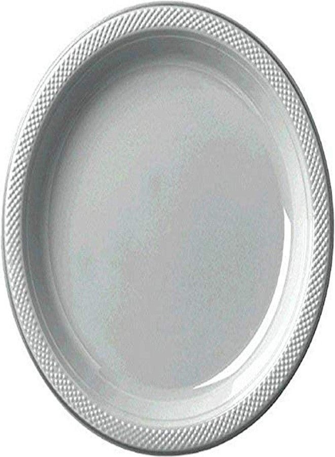 Amscan Vibrant Round Silver Plastic Plates - 7" (Pack of 20) - Premium Quality Design, Ideal for Any Event or Party