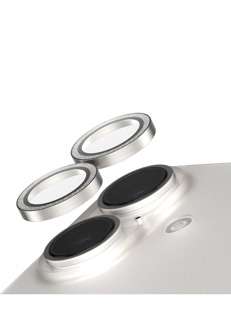 PanzerGlass SAFE by PanzerGlass® Rings Camera Lens Protector for iPhone 16 | 16 Plus Silver Glitter, Scratch and Drop Protection - with mounting aid for easy installation, Stylish Protection - Image 2