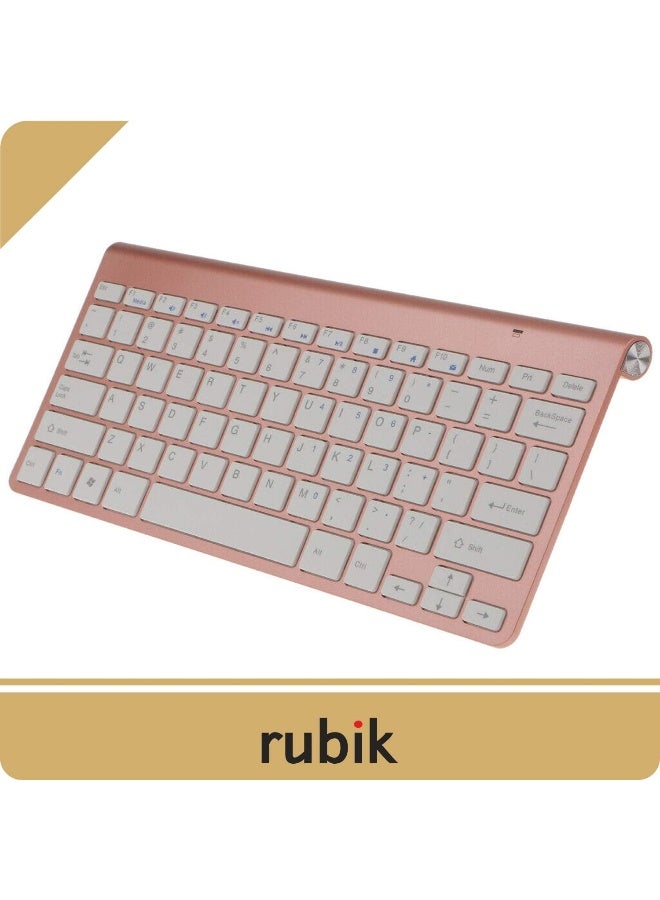 Rubik Wireless Keyboard And Mouse Combo, Ultra Thin Portable 2.4GHz Keyboard with Whisper Quiet Design For Laptop Mac Tablet Desktop PC Computer Windows XP/Vista / 7/8 / 10 - Rose Gold - Image 4