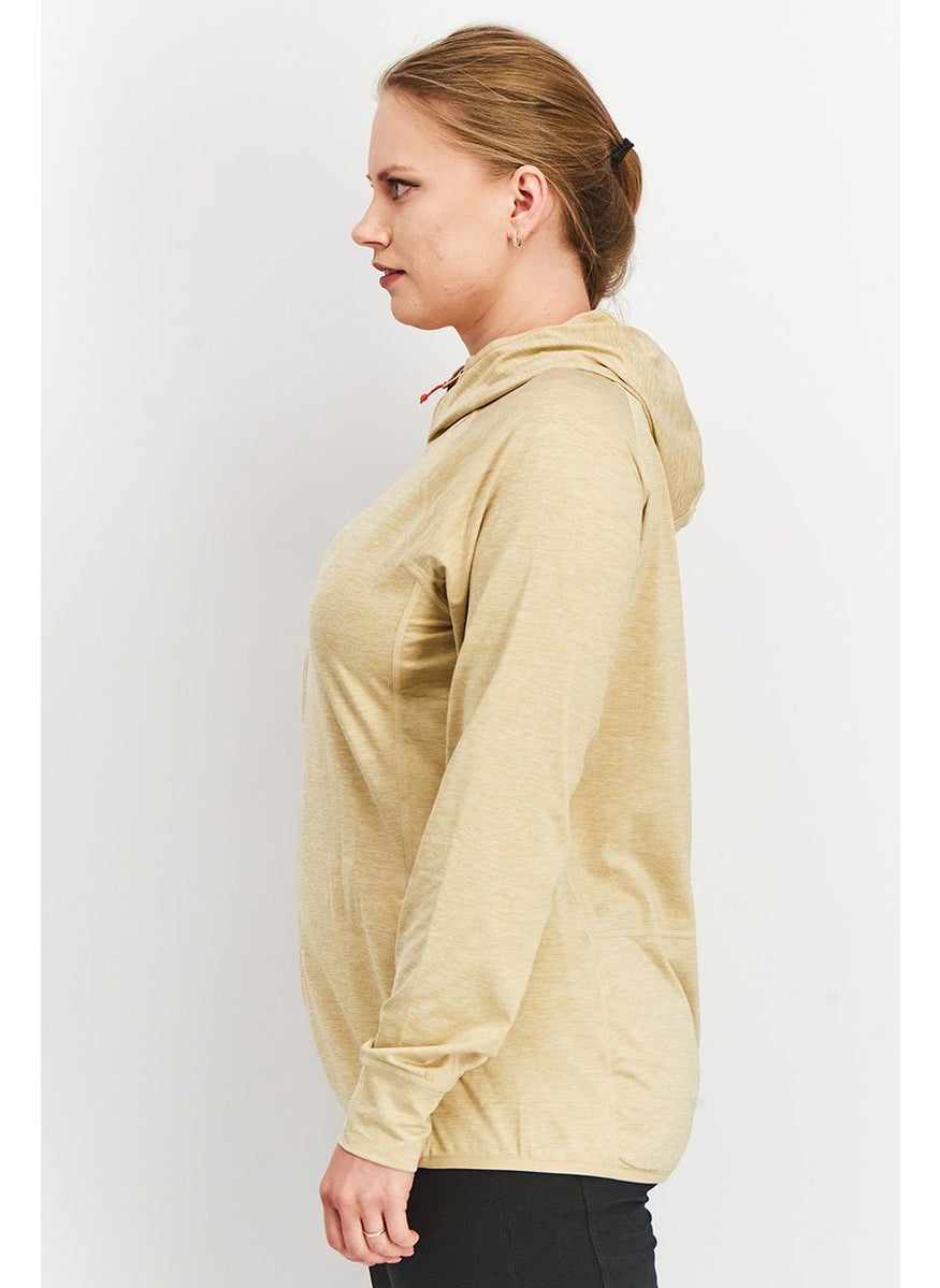 Tchibo Women Sportwear Fit Hooded Training Sweatshirt, Tan Heather  - Image 2
