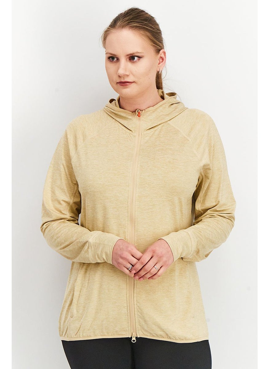 Tchibo Women Sportwear Fit Hooded Training Sweatshirt, Tan Heather  - Image 1