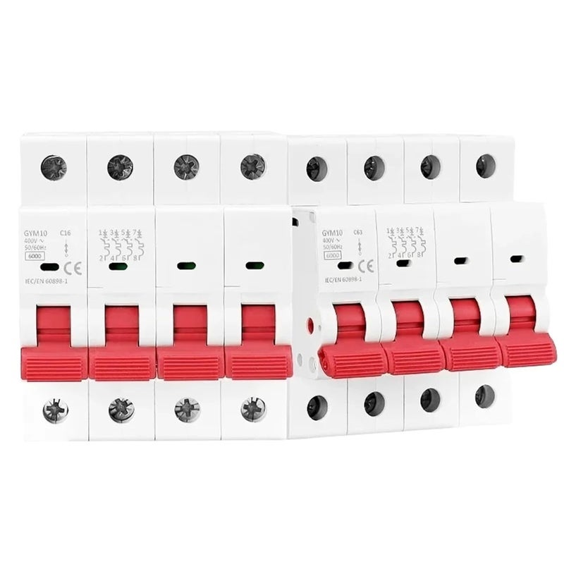 قاطع دائرة مصغر منحنى C رباعي الأقطاب 6A 10A 16A 20A 25A 32A 40A 50A 63A 220V 400V 6KA - Image 1