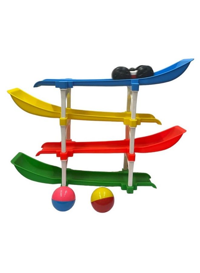 Goyal's Rolling & Flipping Race Car Track Toy For Toddler Vehicle Set With 2 Racer Cars + 2 Rattle Balls Fine Motor Skill Montessori Building Learning Toys - Image 3