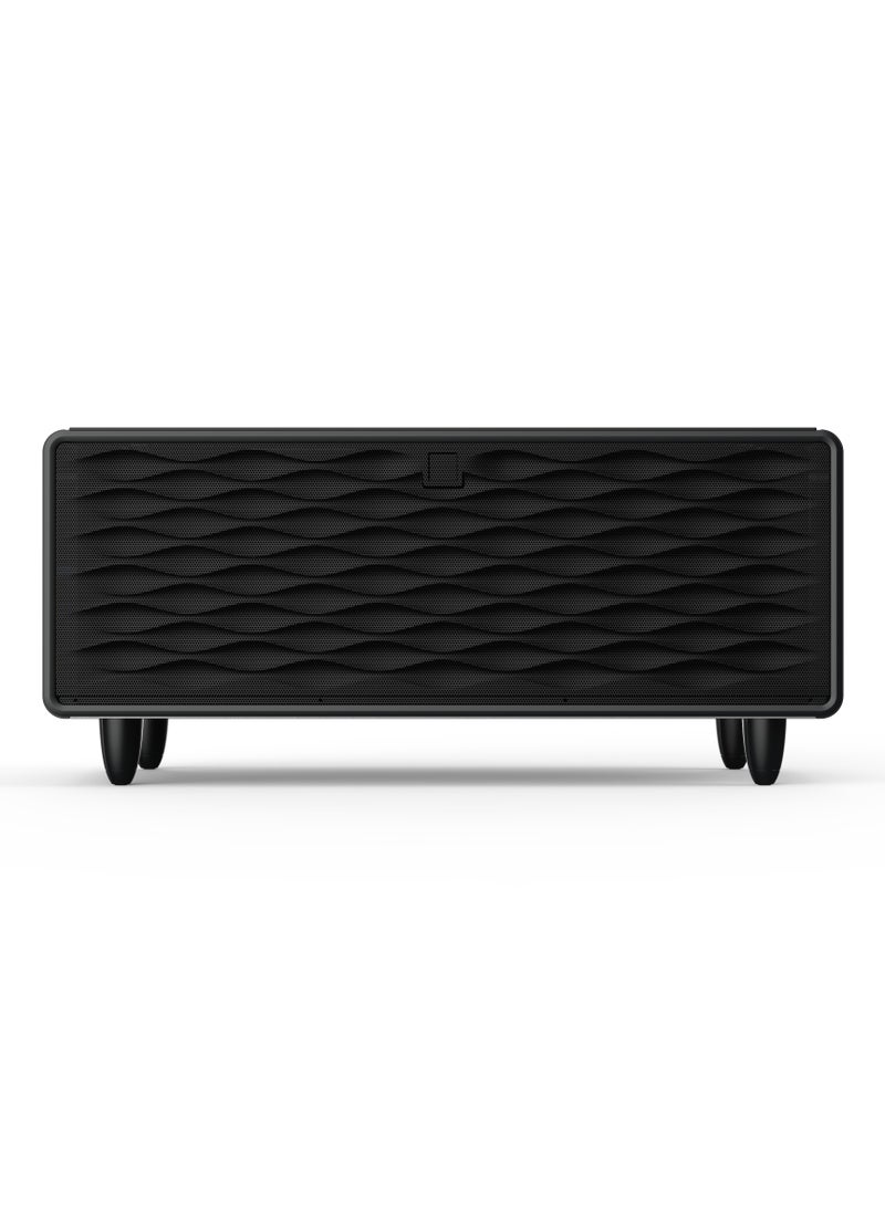Fridge Coffee Table 93L with HiFi Speaker / Glass Top /Touch Panel / Bluetooth/ USB & Type-C & Wireless Charging / Dual Compartment Fridge - Black