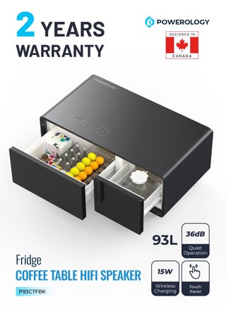 Fridge Coffee Table 93L with HiFi Speaker / Glass Top /Touch Panel / Bluetooth/ USB & Type-C & Wireless Charging / Dual Compartment Fridge - Black - pzsku/Z4F8ADCFE32E0AAA7EA15Z/45/1751266137/6911605e-6a1c-49b1-822e-6eb4dd4e7337