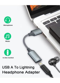 KASTWAVE USB A to Lightning Audio Adapter Cable USB 3.0 Male to Lightning Female HiFi Audio Headphones Converter Fit MacBook Computer PC Headphone, Earbuds Mic Nylon Braided  - Image 3
